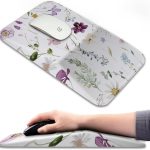 KUOSGM Ergonomic Mouse Pad Wrist Support 13 x 8 Inch,Black Design Memory Foam Mousepad with Wrist Rest Pain Relief & Non-Slip PU Base,Office PC Computer Mouse Pads for Wireless Mouse & Desk